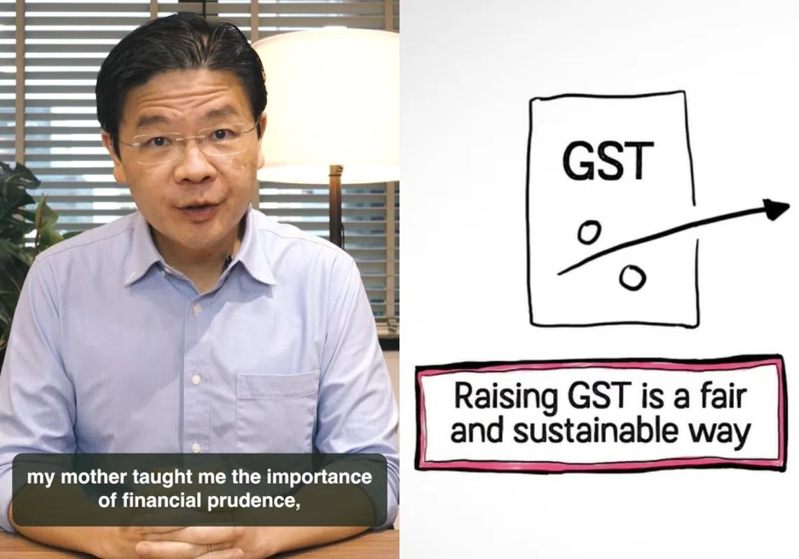 黄循财（左图）录制视频解释政府为何必须调高消费税。（来源：黄循财面簿，红蚂蚁制图）