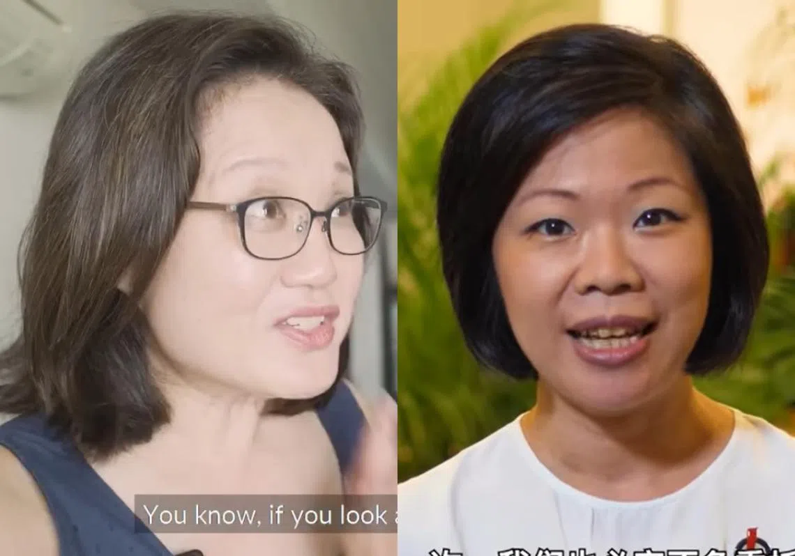 沈颖（左）与林瑞莲（右）今日不约而同推出了短视频。（李国豪制图）