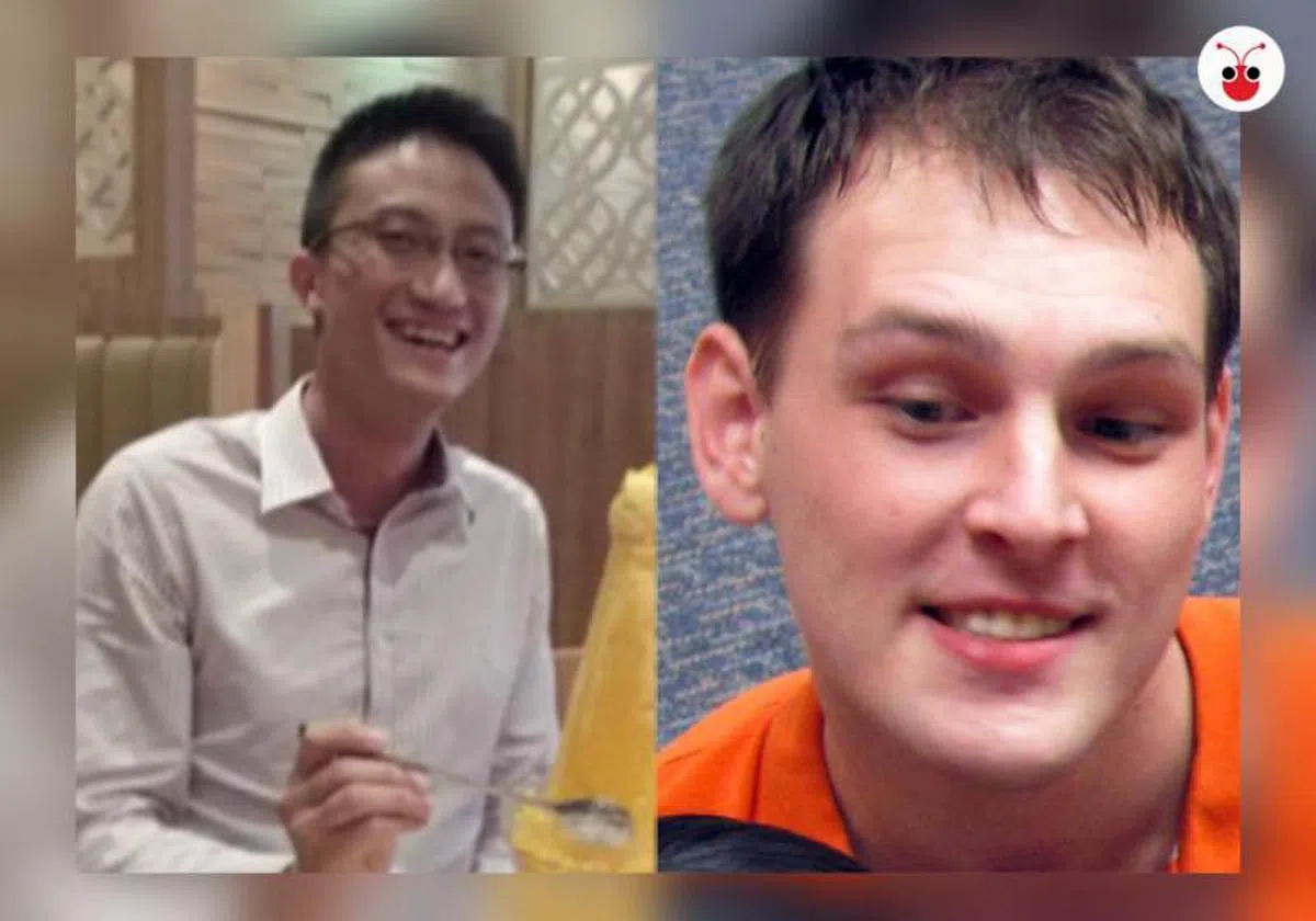  左起：吕德祥医生（Ler Teck Siang，37岁）与布罗谢兹（Mikhy K Farrera Brochez，34岁）在2014年已经结婚。（宋佳颖制图） 