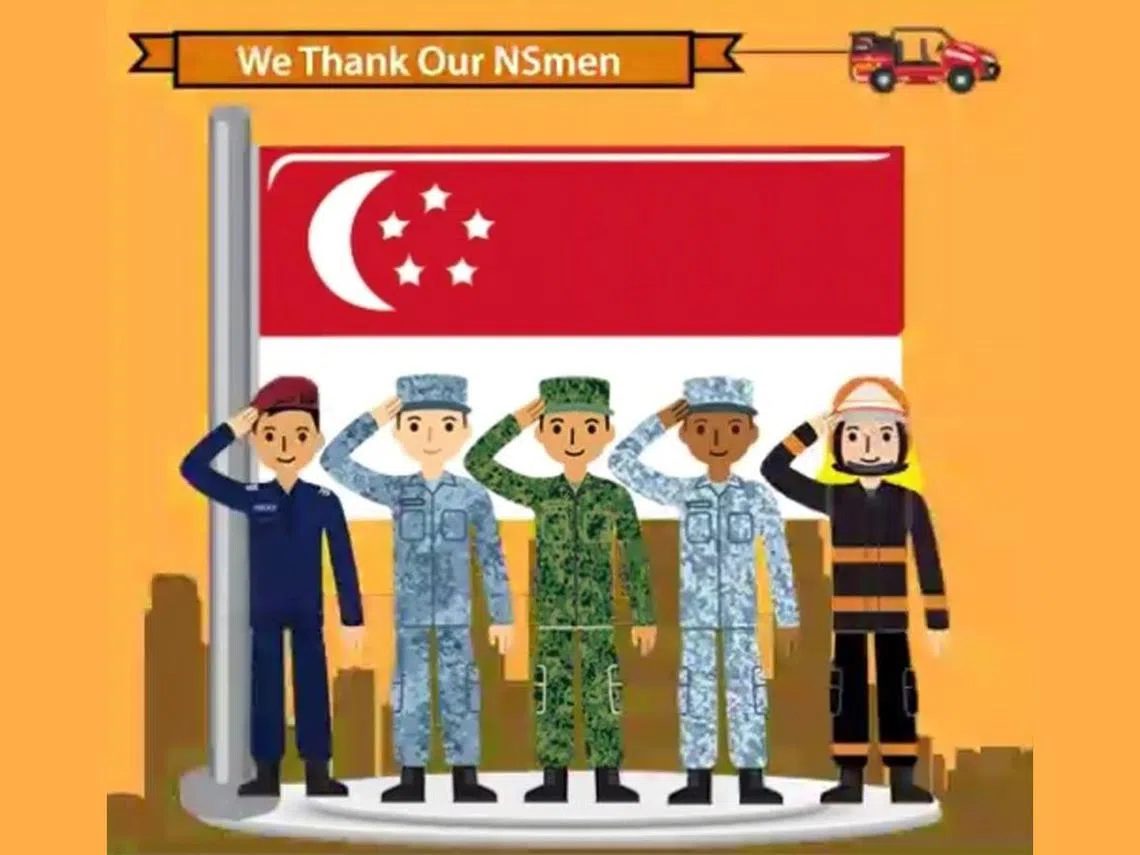 感谢新加坡的国民服役人员。（国防部面簿）