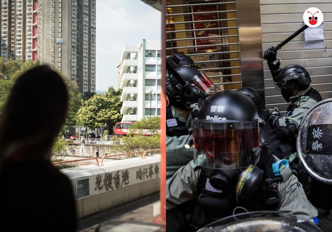 由于未婚夫是一名警员，香港一名女示威者被友人杯葛婚礼。（李国豪制图）