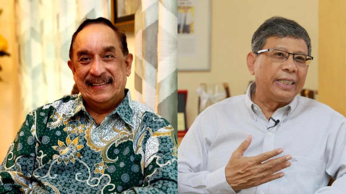 （左起）波旁海事公司亚太区执行主席法立（Farid Khan）和第二房地产集团创办人兼总裁沙里马里肯（Mohd Salleh Marican）表态有意参选总统。（联合早报）