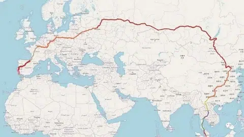 这条火车路线始于葡萄牙南部的拉哥斯 (Lagos)，止于新加坡，将穿越13个国家。（互联网）
