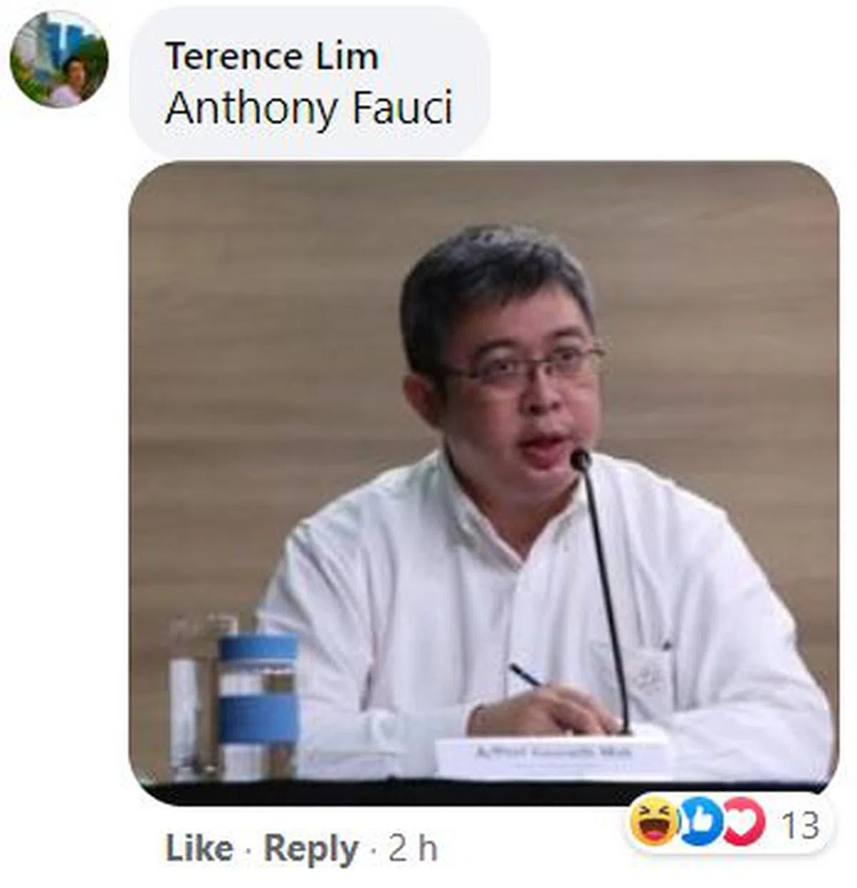  美国抗疫大队长福奇（Anthony Fauci）。（图：卫生部医药服务总监麦锡威副教授） 