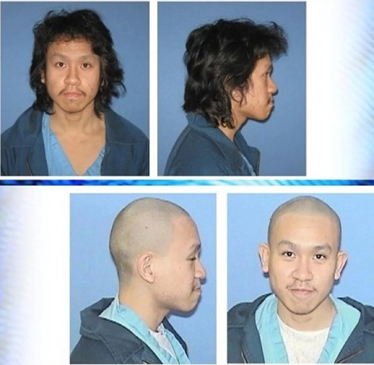 余澎杉入狱后，从长发变光头。（互联网）