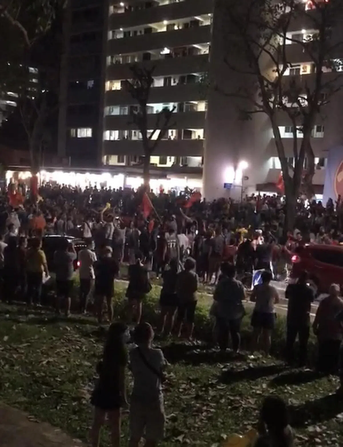  上个周末，反对党大有斩获的时候，数百支持者忘情的走上街头庆祝。（视频截图） 