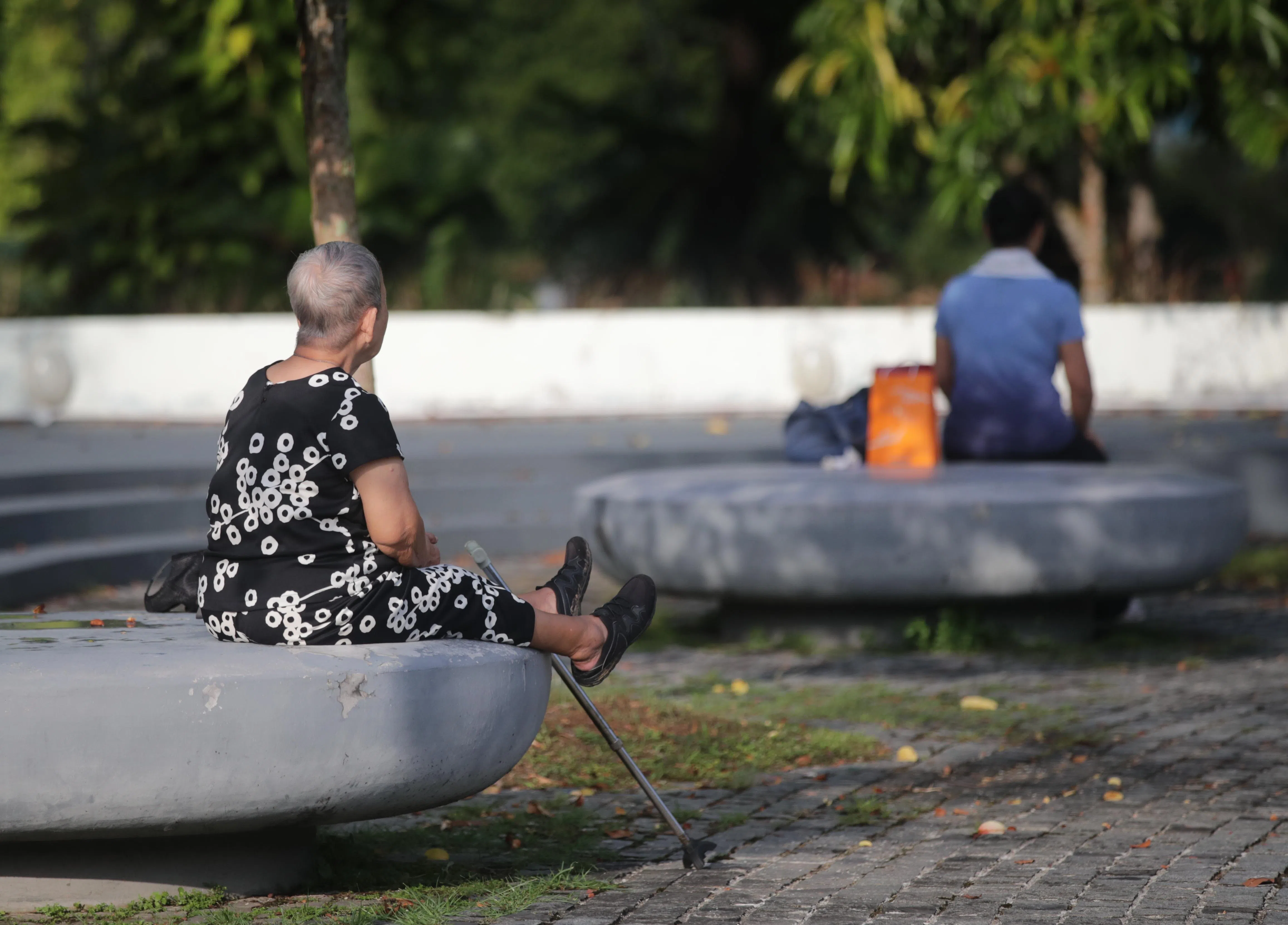 新加坡公园里的孤独身影。