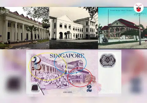 两元钞票背后的三所学校。（曾庆祥制图）