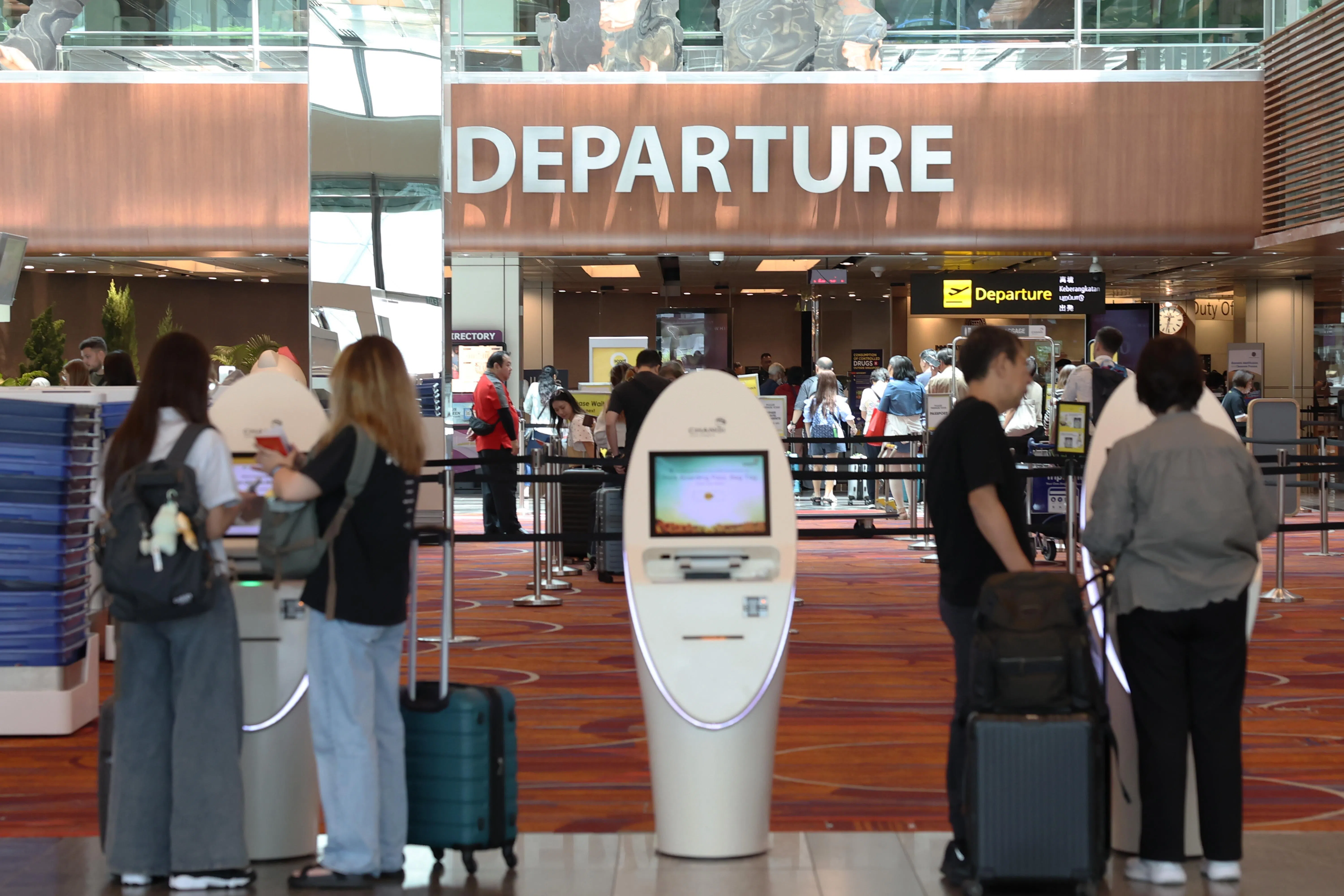 樟宜机场第一搭客大厦的离境大厅。