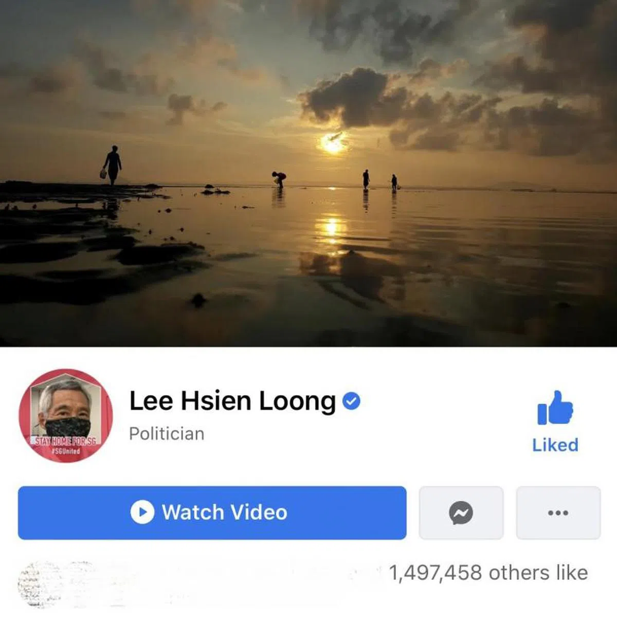  李显龙面簿如今有超过160万名粉丝。（李显龙面簿截图） 