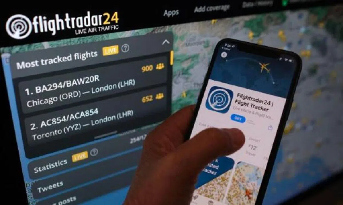 瑞典航班追踪平台“Flightradar24”。（法新社）