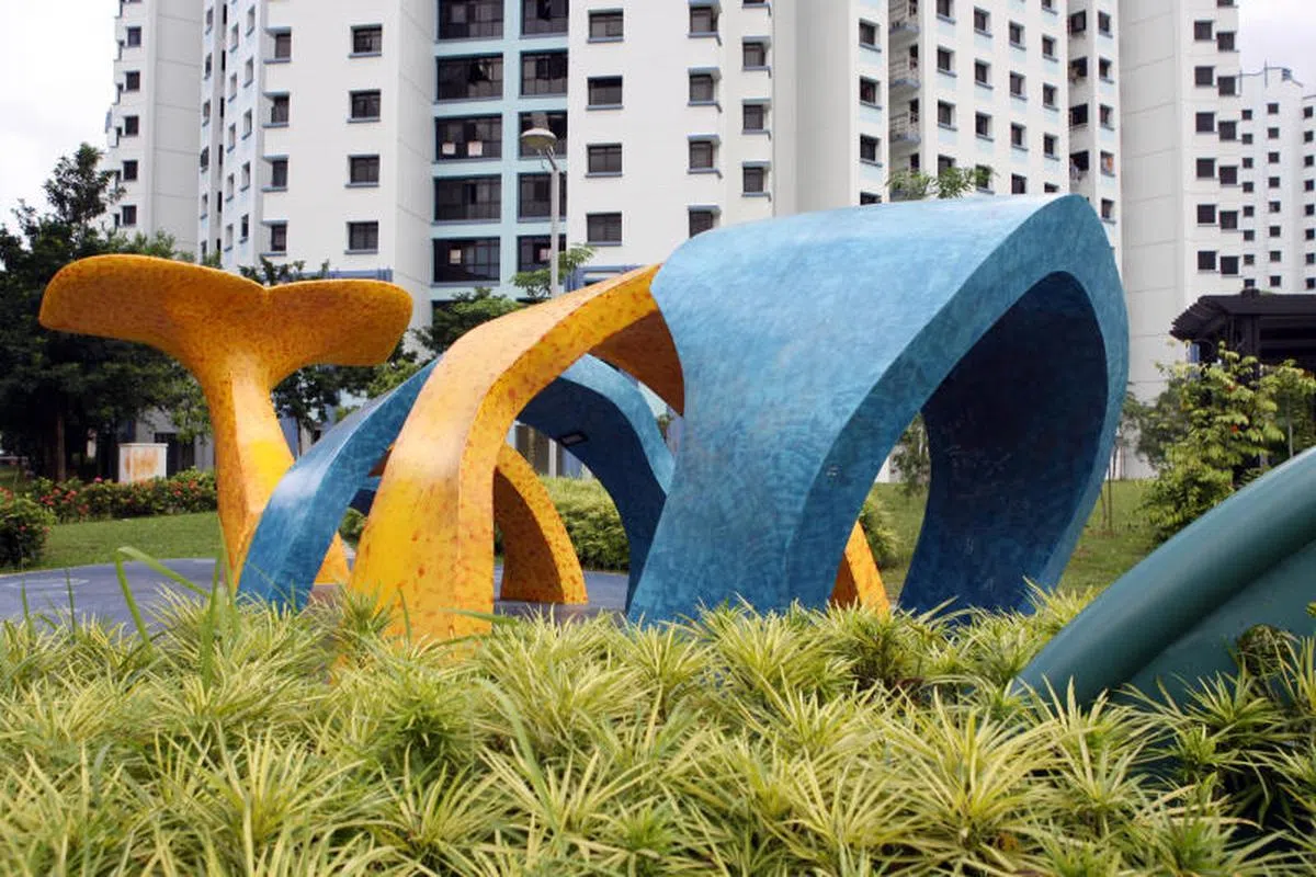  盛港雕塑公园（Sculpture Park ）的鲸鱼雕塑。（联合早报） 