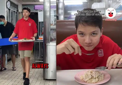 Josh在南记鸡饭餐室里穿上制服端菜、抹桌子、折豆芽的视频，在网上热传。