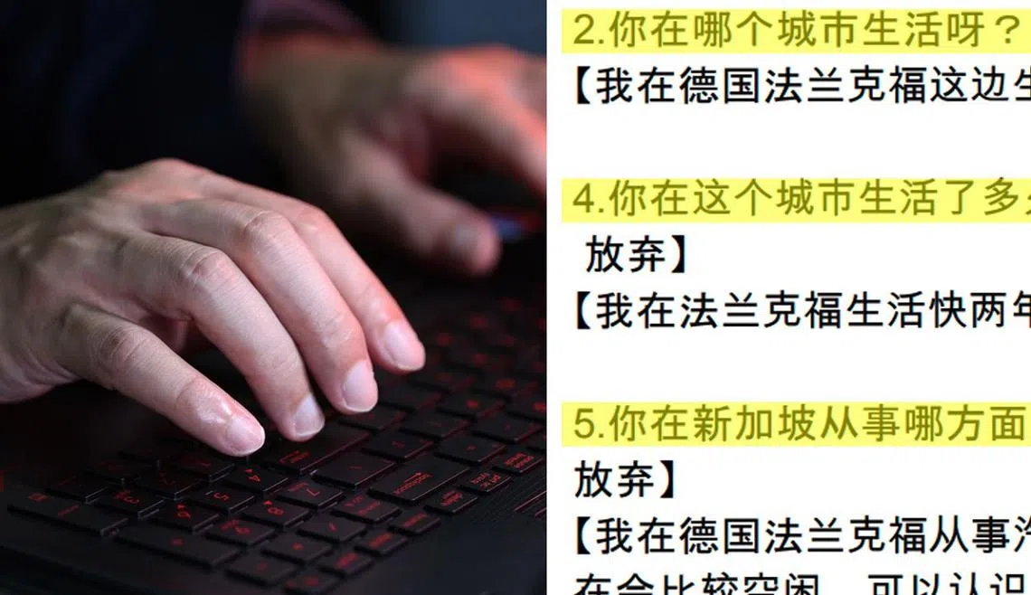 骗子得经过训练，包括参考手册学习如何与受骗对象交谈。（联合早报示意图、蚁粉提供／红蚂蚁制图）