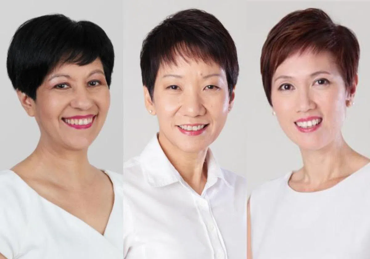  傅海燕（中）、杨莉明（右）和英兰妮是行动党中央执行委员会中的唯三女性。（李国豪制图） 