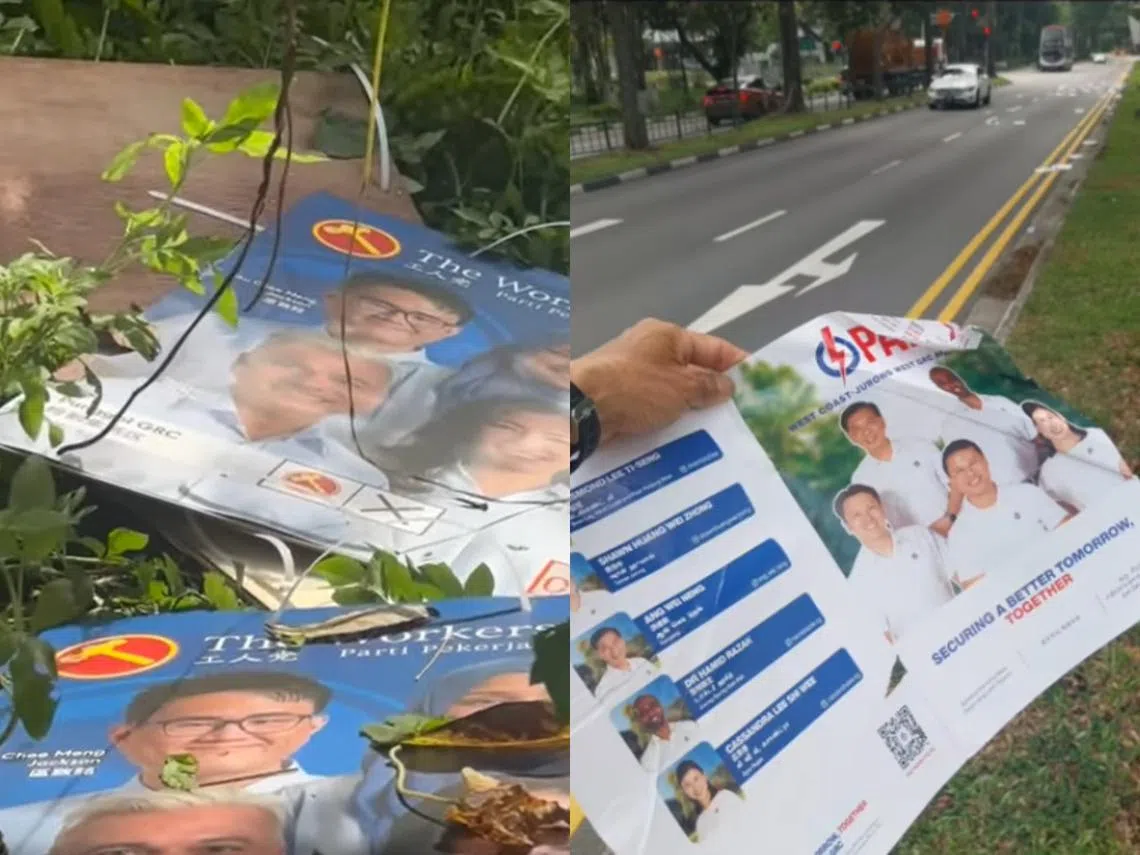 作为为工人党的海报，右边为行动单的宣传册子。（取自视频）