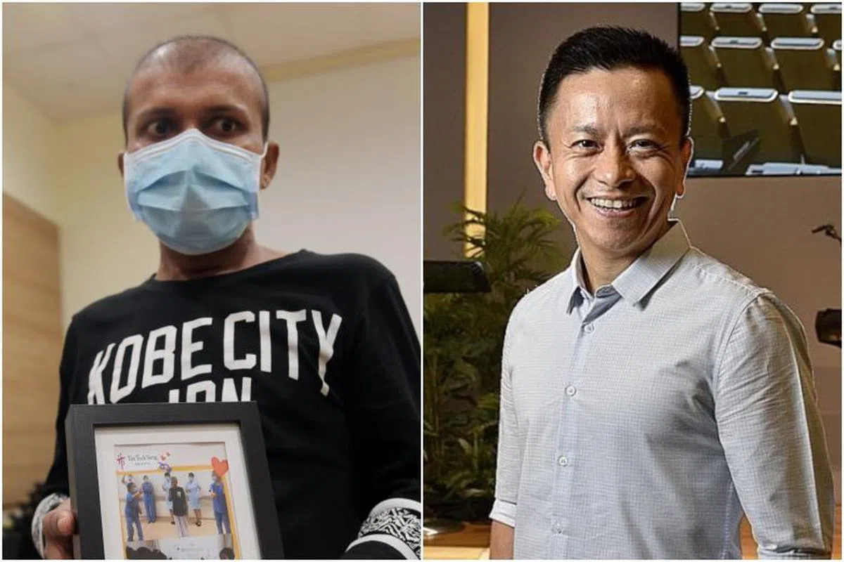  左起：39岁的孟加拉籍客工Raju Sarker和48岁的神召会恩典堂主牧师赵克文，所感染的冠状病毒是来自同个S分化支。（海峡时报制图） 