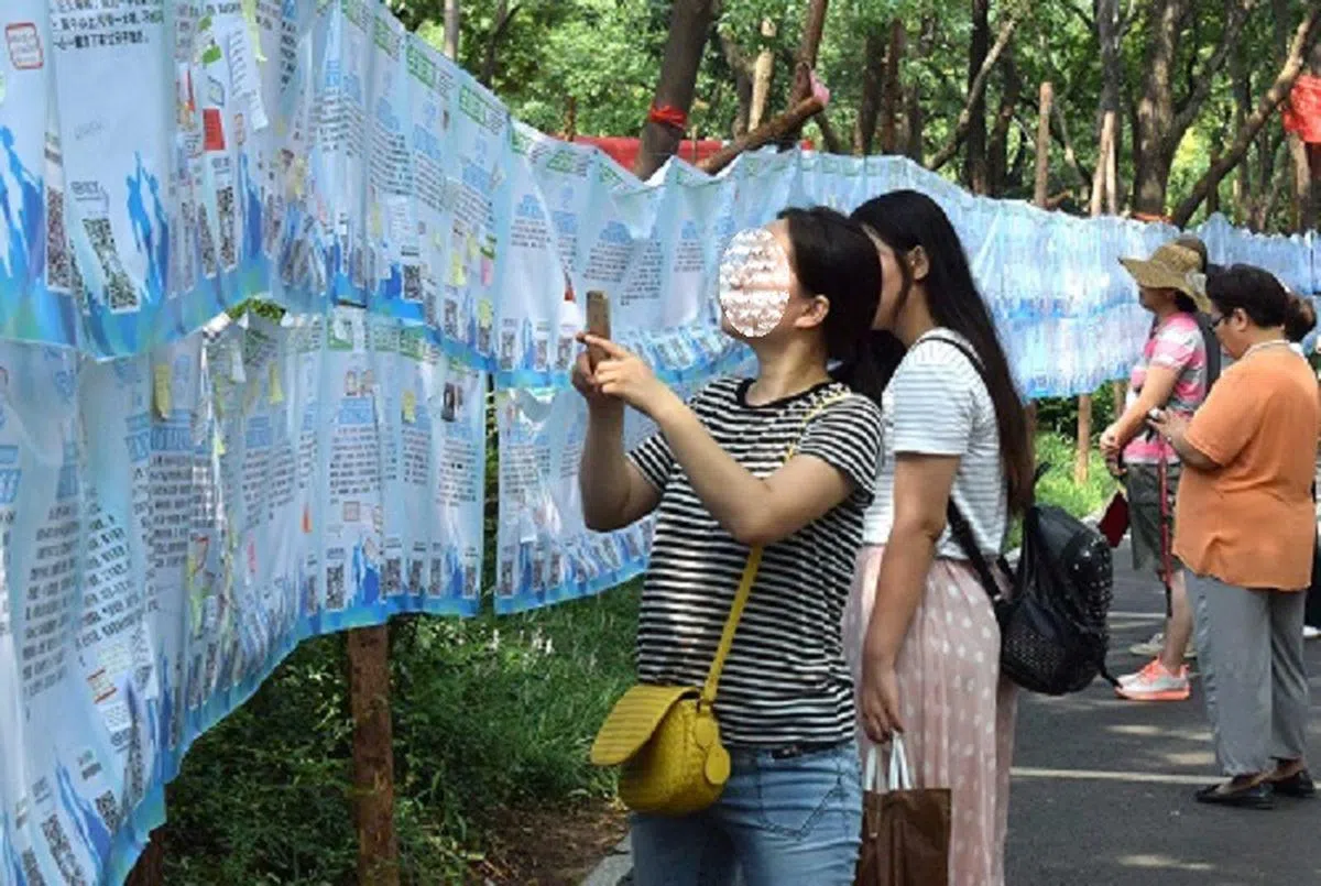  到公园相亲一度成了许多中国大龄女子的周末活动。（互联网） 