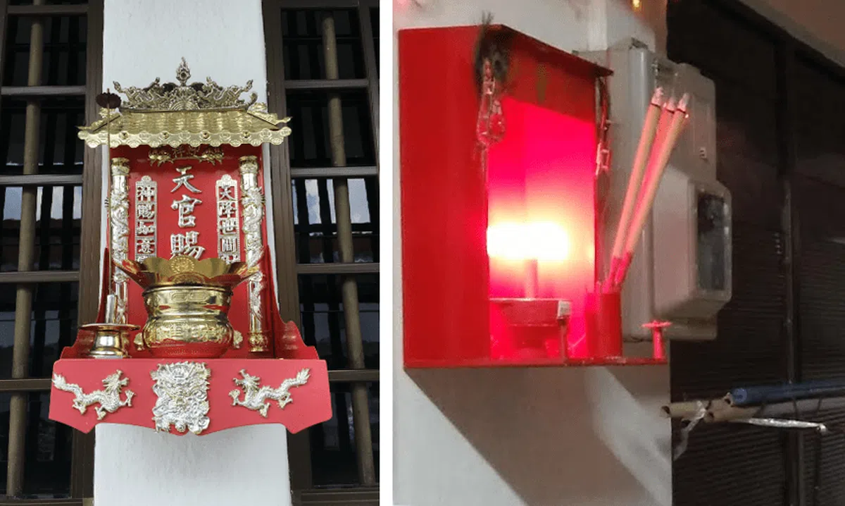  在组屋走廊的神龛。（thesmartlocalsingapore） 