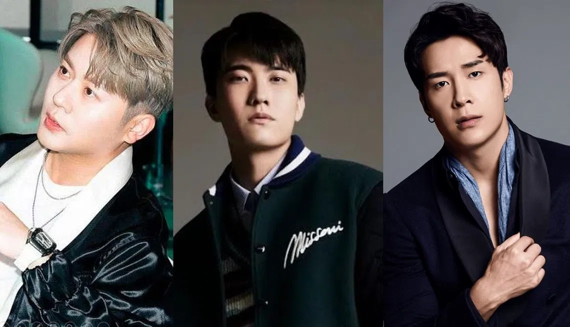 企业家兼律师杨孔霖（左）摇身一变，进军韩国当歌手。本地艺人张哲通和邓伟德则入选“全球百大帅哥”榜。（红蚂蚁制图）