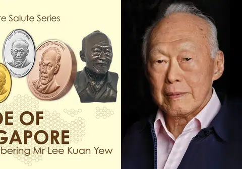 新加坡造币厂推出一系列“光耀狮城纪念章”引发热议。（李国豪制图）