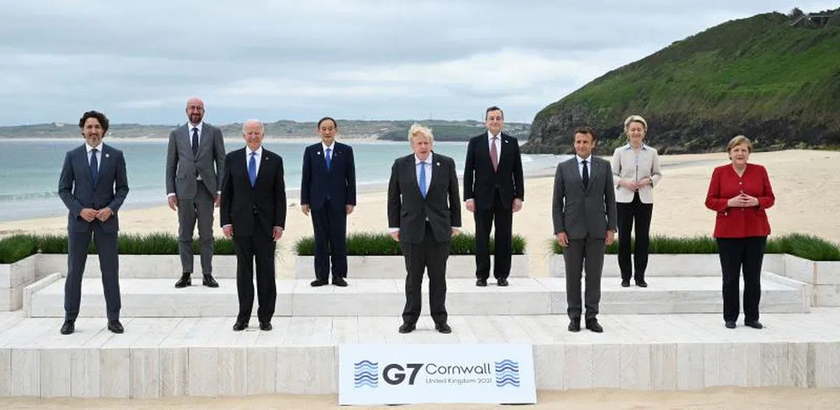  G7首脑峰会的公报罕见点名批评中国。（法新社） 