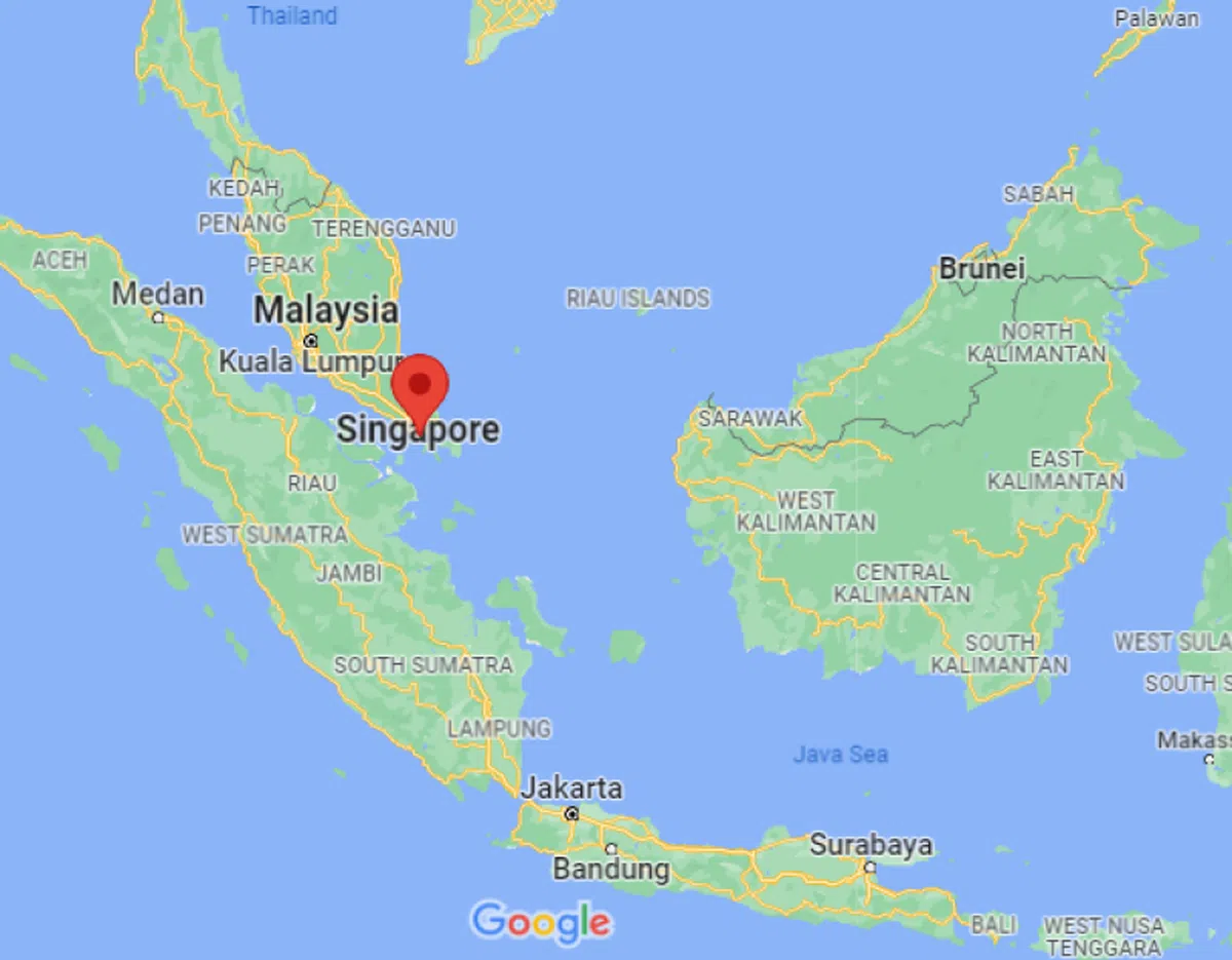 谷歌地图上的马来西亚与新加坡。（谷歌地图）