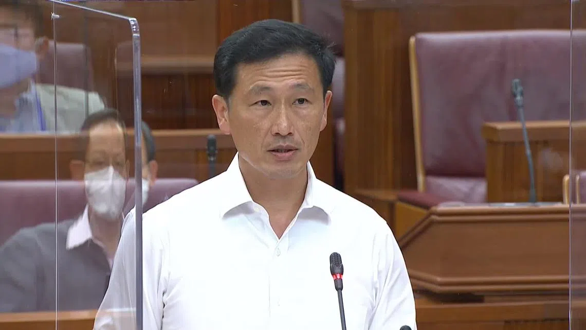 王乙康今日在国会发表部长声明。（GOV.SG 视频截图）