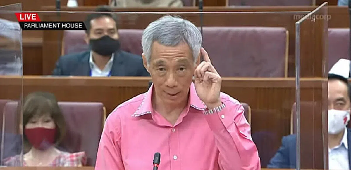  李总理与毕丹星国会交锋。（gov.sg视频截图） 