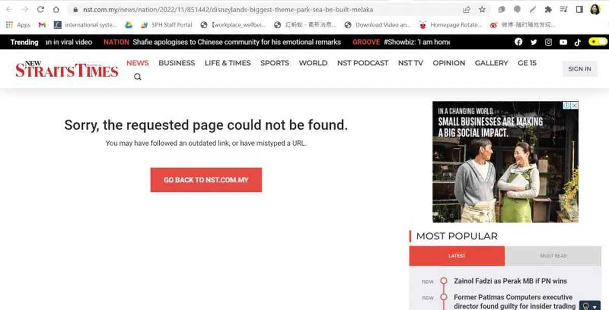 新海峡时报》显示：查无此稿。