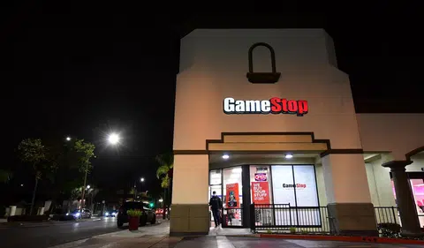 美国日薄西山的GameStop电子游戏零售商近日成为美国股市焦点。（法新社）