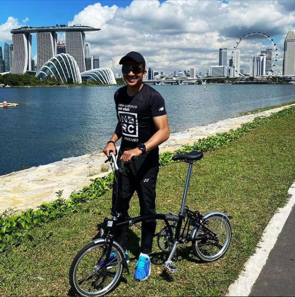  赛沙迪也不忘运动健身，还称赞新加坡十分适合跑步和骑脚车。（赛沙迪Instagram） 