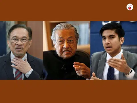 （左起）：安华、马哈迪和赛沙迪。（红蚂蚁制图）