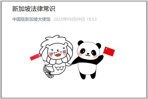 中国驻新加坡大使馆与律师行携手编写《新加坡法律常识》手册，供中国游客参考。