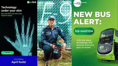 本地多家机构在网上“欢庆”愚人节，一张张“恶搞”图可说是费尽心思。（取自易通、翔鹰、Tower Transit面簿）