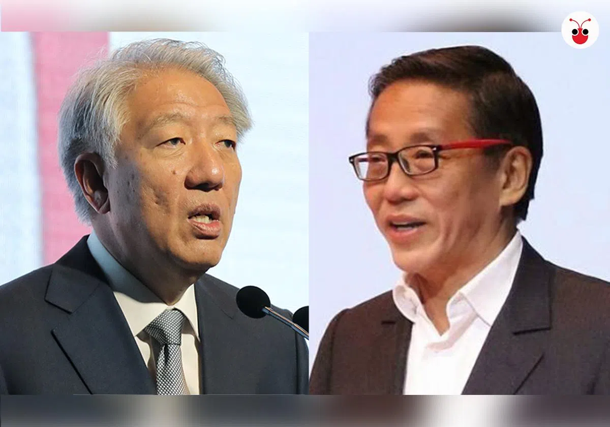  副总理张志贤（左）在国会上批企业家何光平认知错误。（曾庆祥制图） 