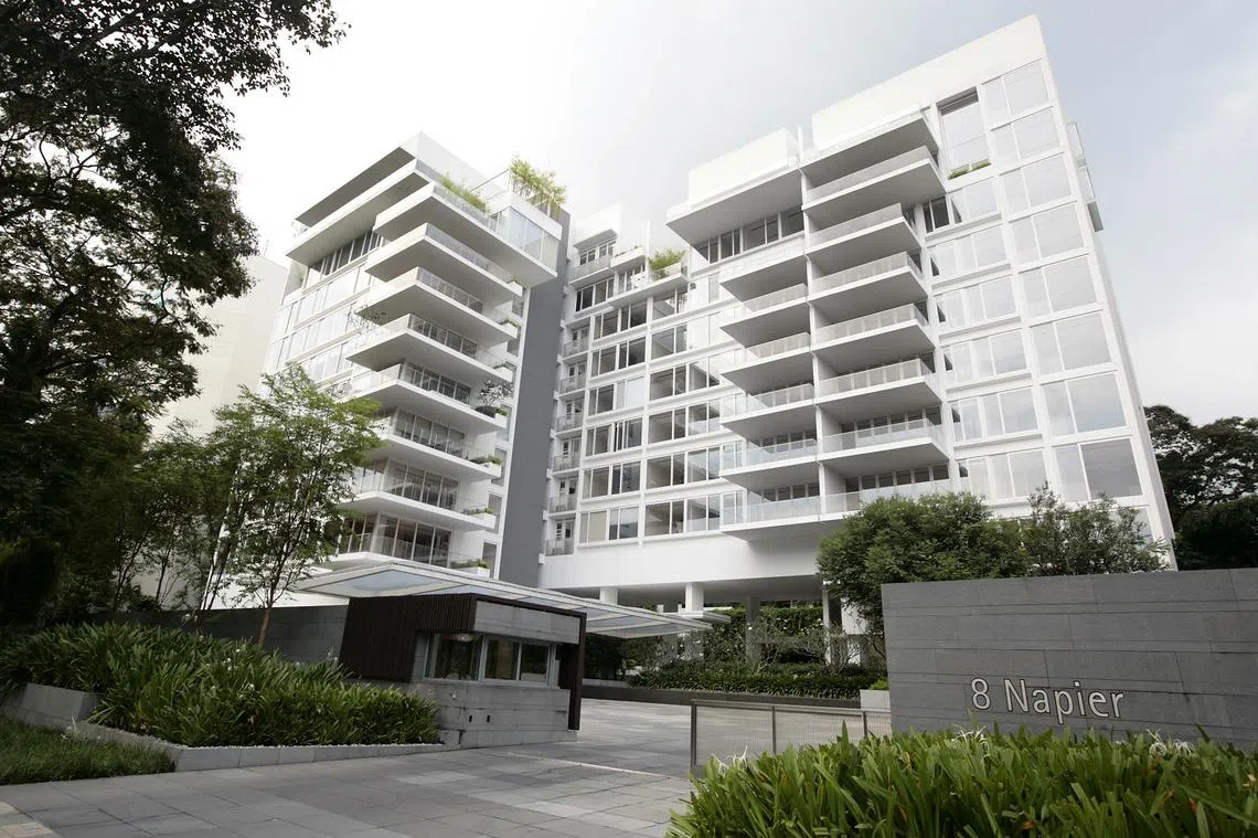 私宅项目“纳比雅8号”（8 Napier）公寓外观。（海峡时报）