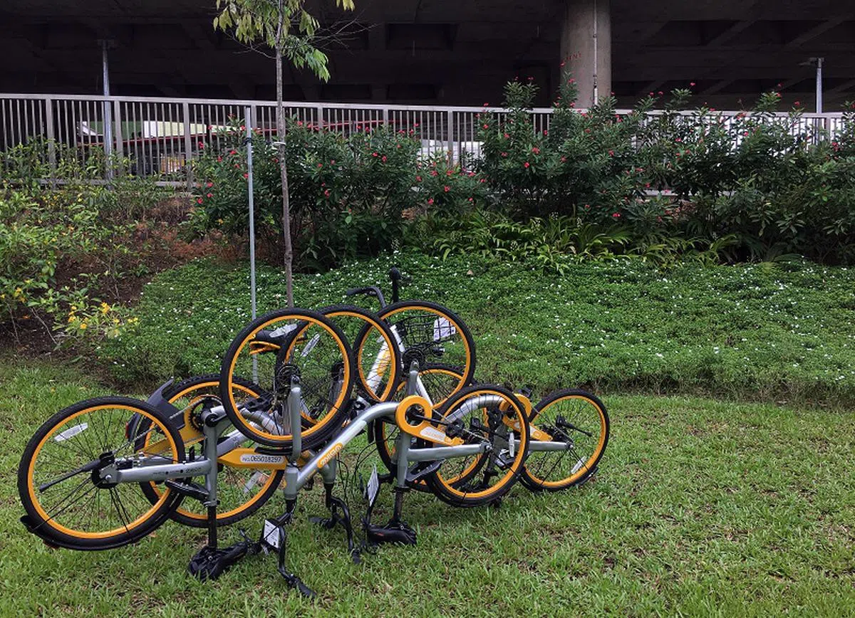  oBike停车乱象。（联合早报） 