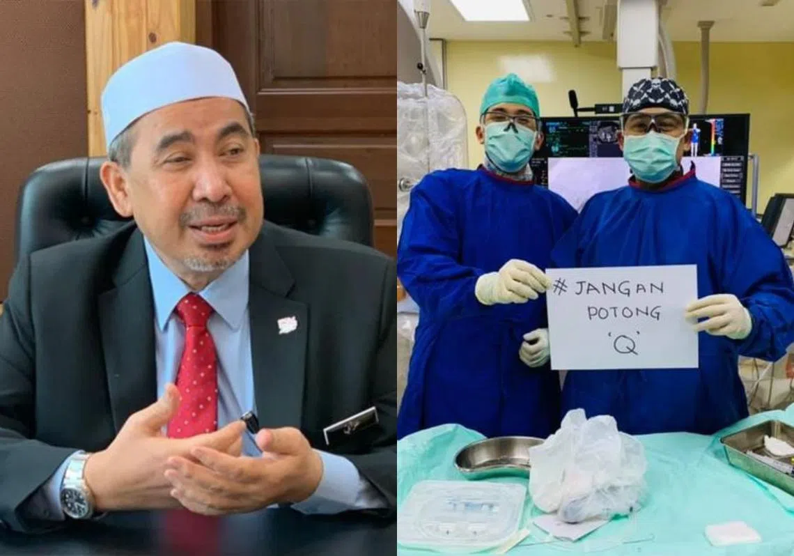 主管吉兰丹卫生事务的行政议员依扎尼胡欣（左）否认该州有官员要求插队打疫苗。（李国豪制图）