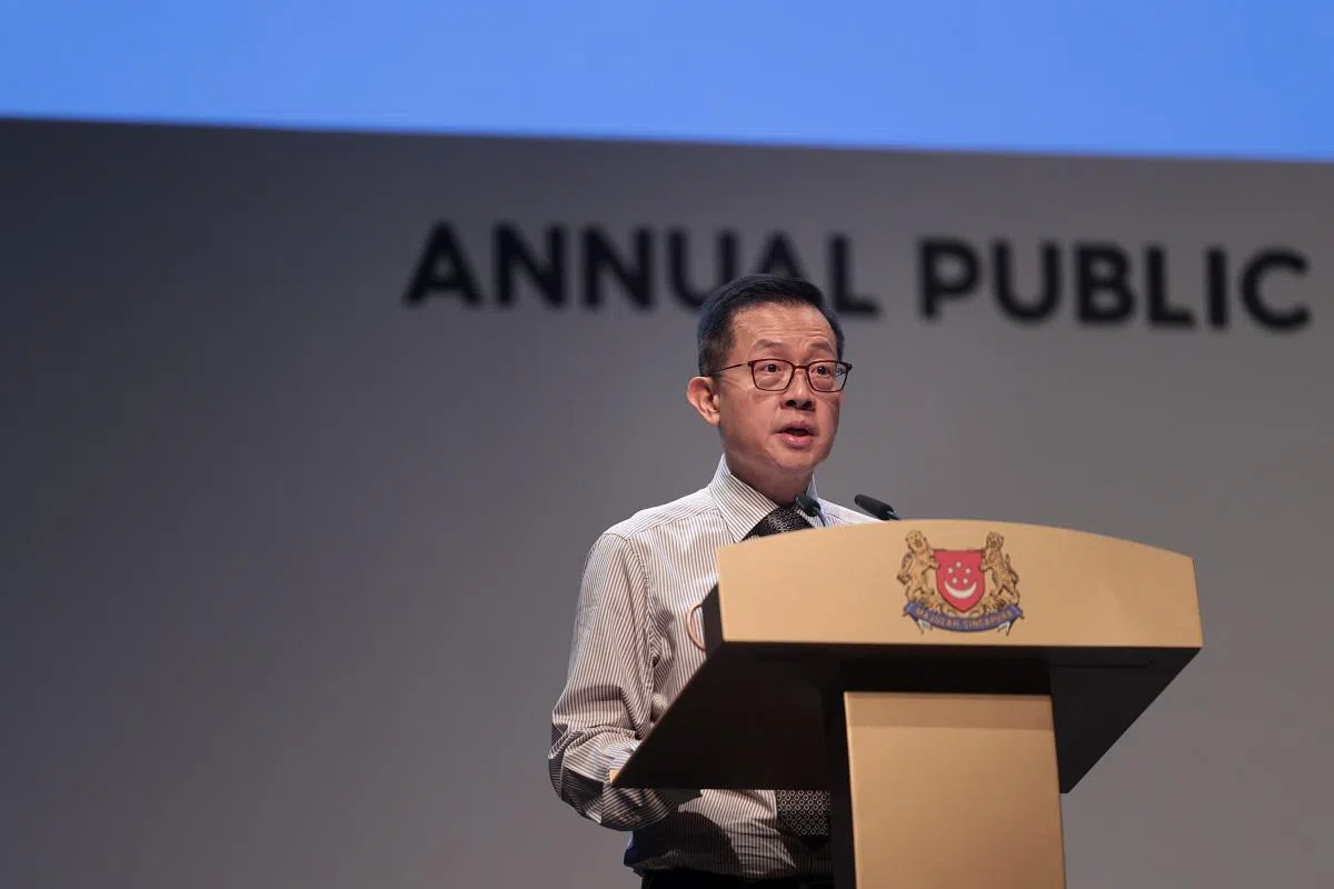 新加坡公务员首长叶成昌2024年 9月在公共服务领导常年典礼致辞时，强调公共服务领袖的职责。（联合早报）