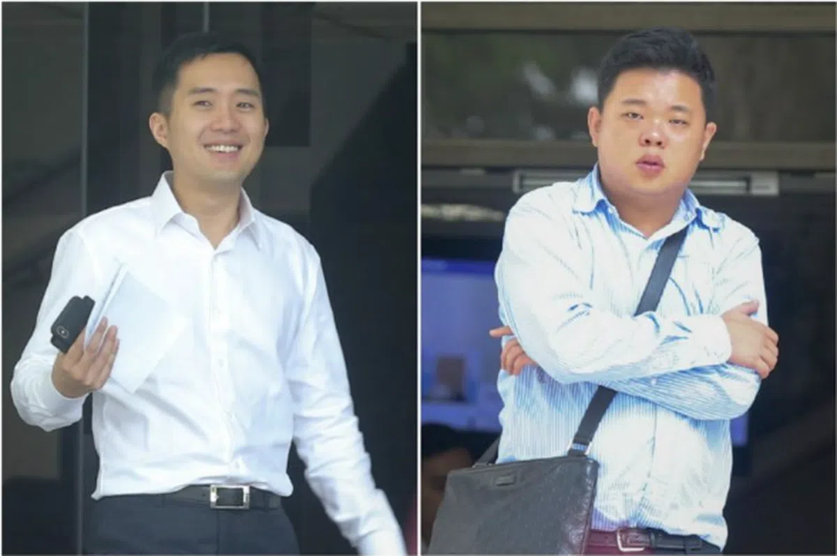  两名被告陈恩伟（左）和姚宋良涉嫌共谋违法出租私人公寓少于半年，各面对四项控状。（海峡时报） 