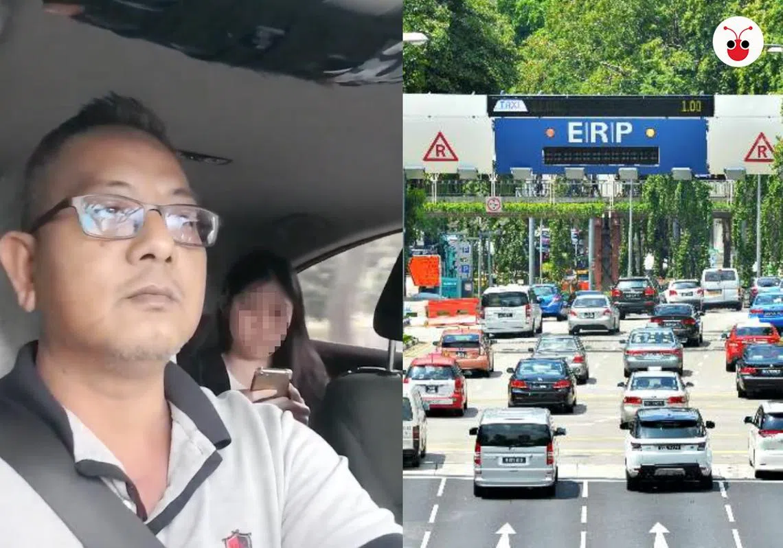 司机申诉载到一个女乘客不满他走的路线需付ERP，想载她到警署解决纠纷，反被她污蔑企图绑架。(宋佳颖制图）