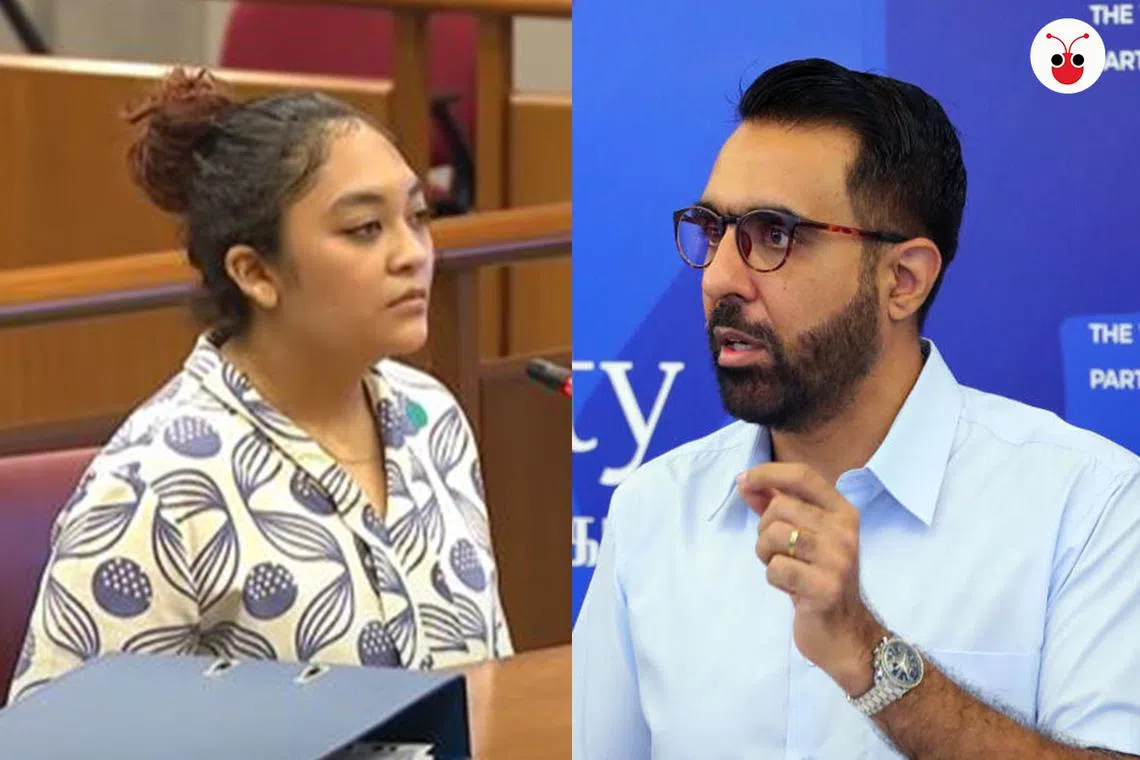 辣玉莎（左）若是在听证会上撒谎，法律后果严重。毕丹星若是在记者会上撒谎，则是道义上的问题。（GOV.SG视频截图 / 联合早报）