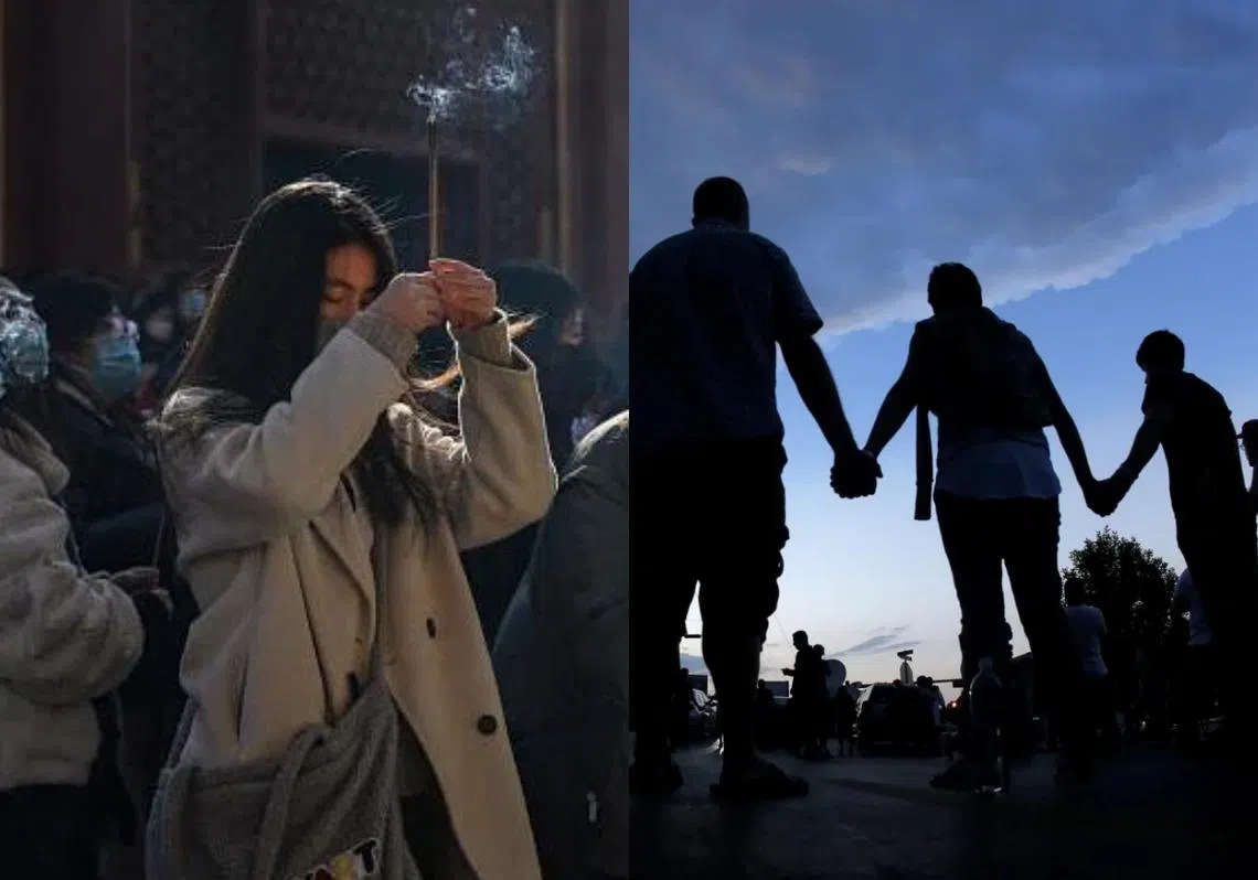 疫情后克难的时局，中美年轻人不约而同选择了寄托于宗教。（红蚂蚁制图）