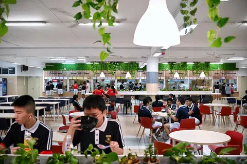 在这么明亮宽敞的环境里用餐，自然要把汤喝个碗底朝天了。（海峡时报）