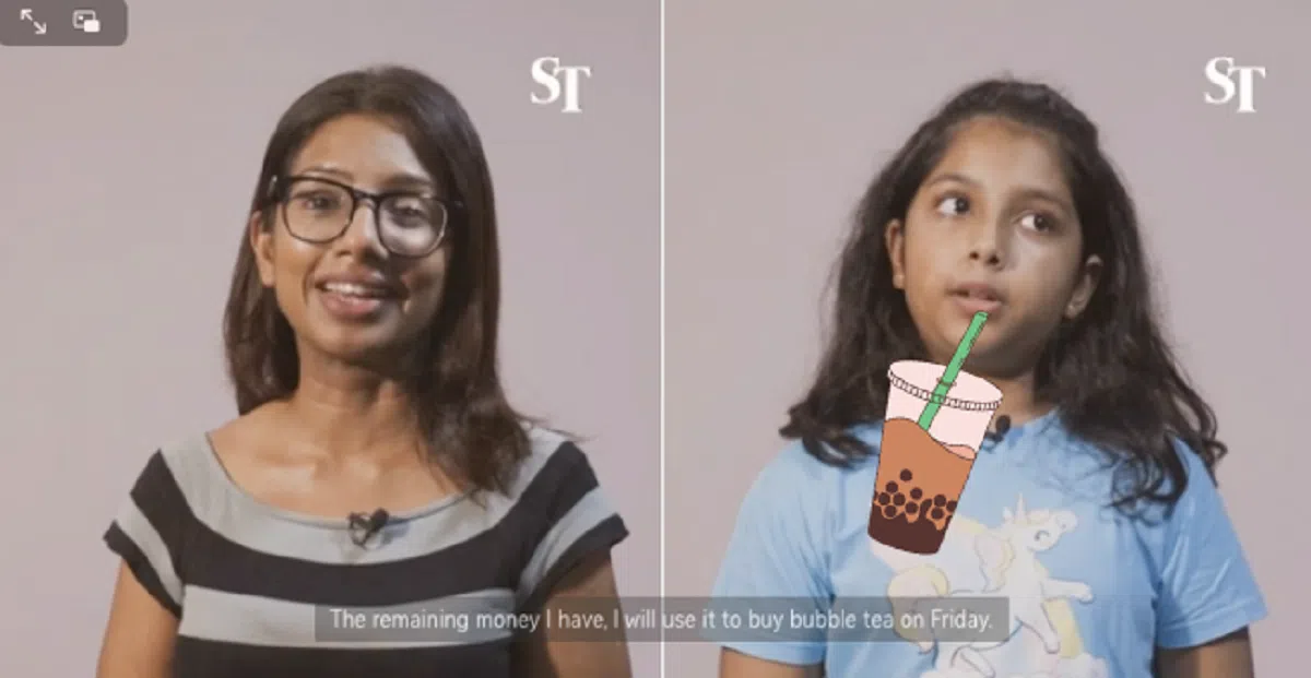 贾欣达·苏雅塔与女儿。（海峡时报截图、红蚂蚁制图）