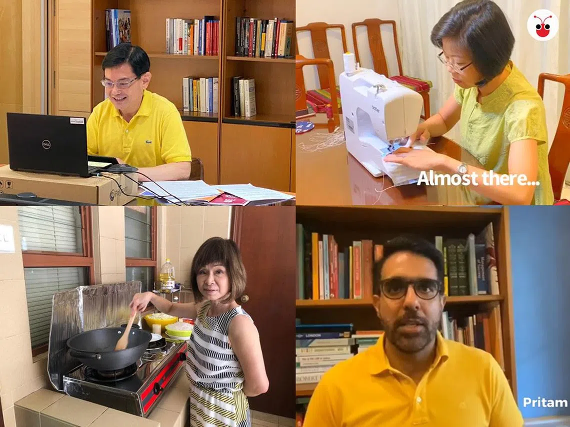 部长和议员们晒阻断措施期间的居家或办公照。（红蚂蚁制图）