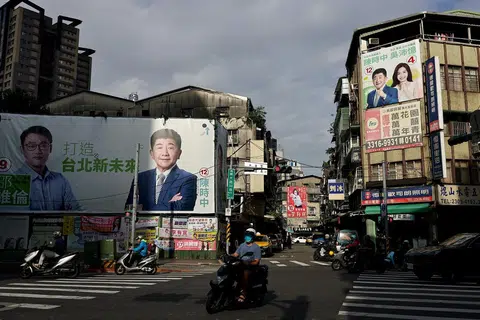 民进党选前在台北市为拉票造势。（路透社）