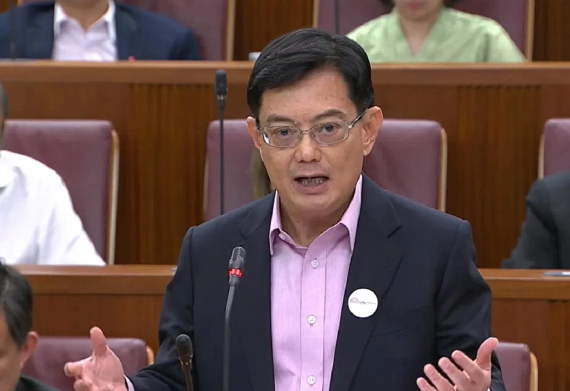 副总理兼财政部长王瑞杰今天在国会上发表新加坡2020年财政预算案。（国会视频截图）