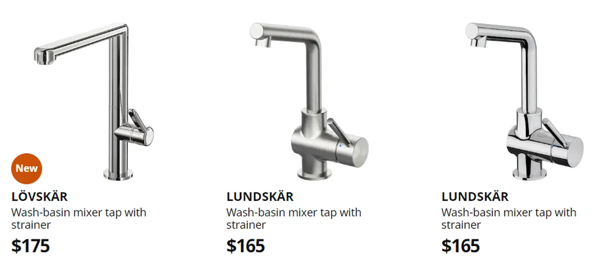  宜家卖的冷热水混合水龙头，价格在170元左右。（IKEA） 